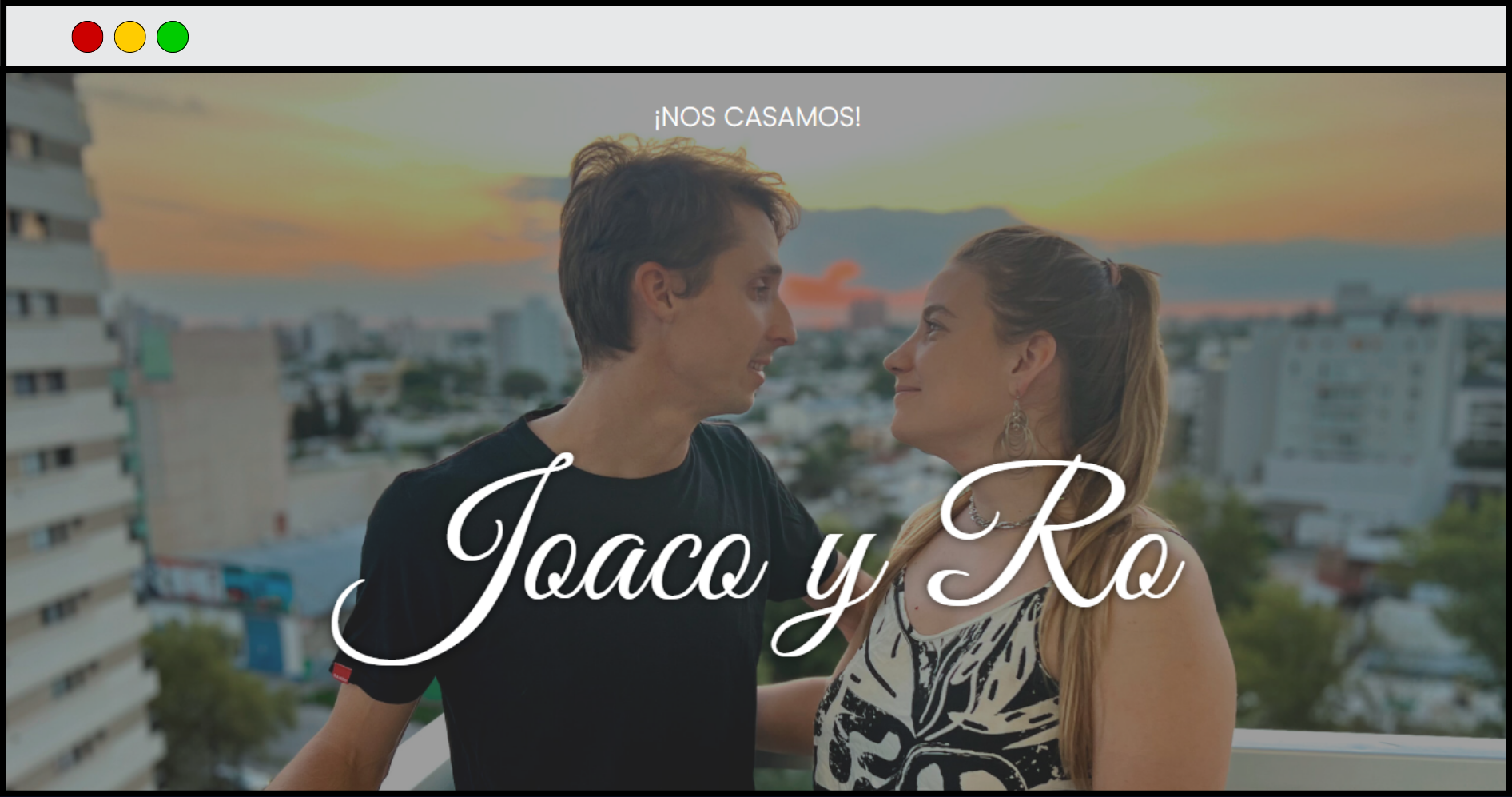 Portada de Página Web de Boda Joaco y Ro